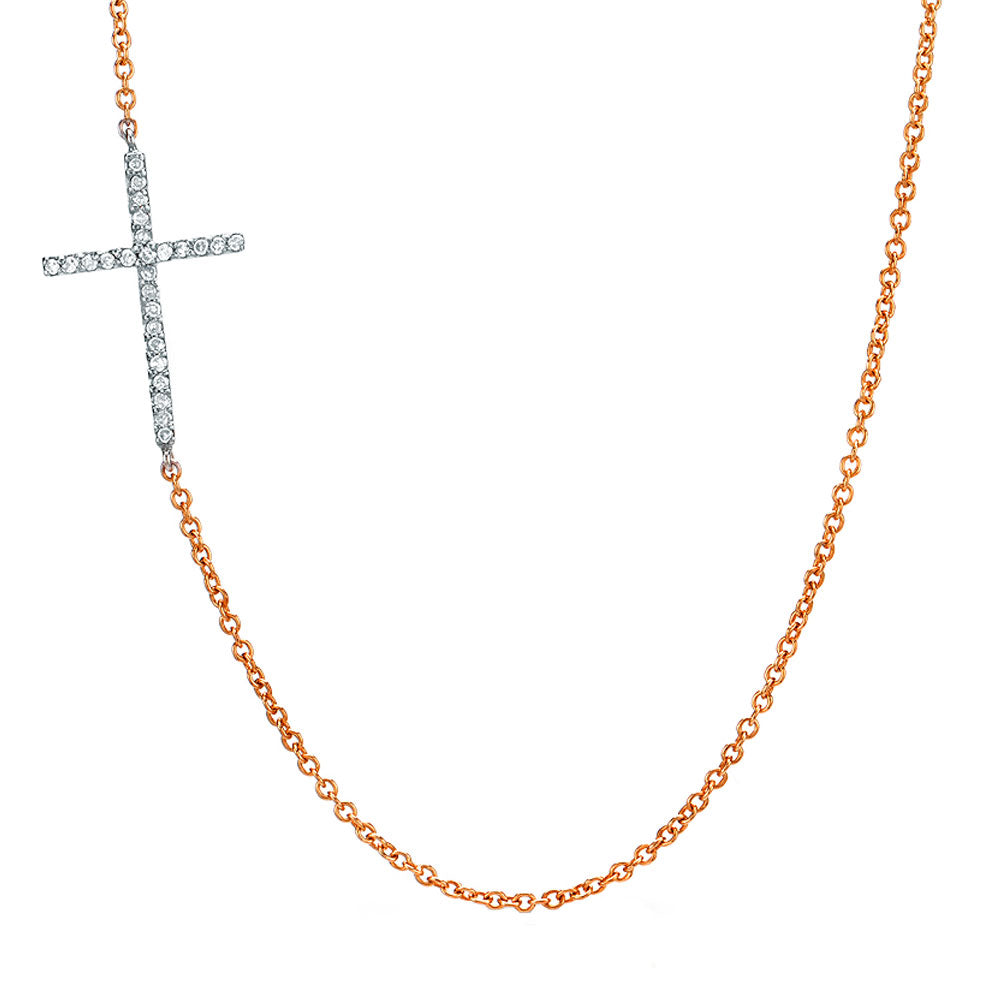 Sideways Crosses 14K White Gold Sideways Curved Cross Necklace - India |  Ubuy