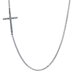 two tone cross necklace in 14k gold with diamonds