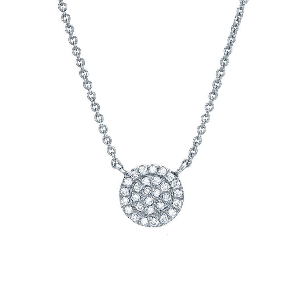 Small Pave Disc Necklace | 6.5mm Small Diamond Disc Necklace