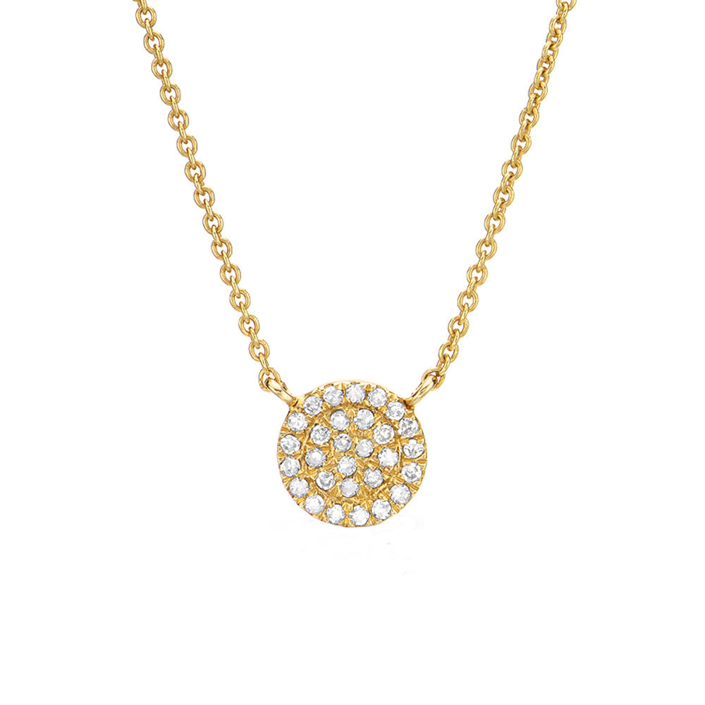 classic 6.5mm micropave diamond disc necklace
