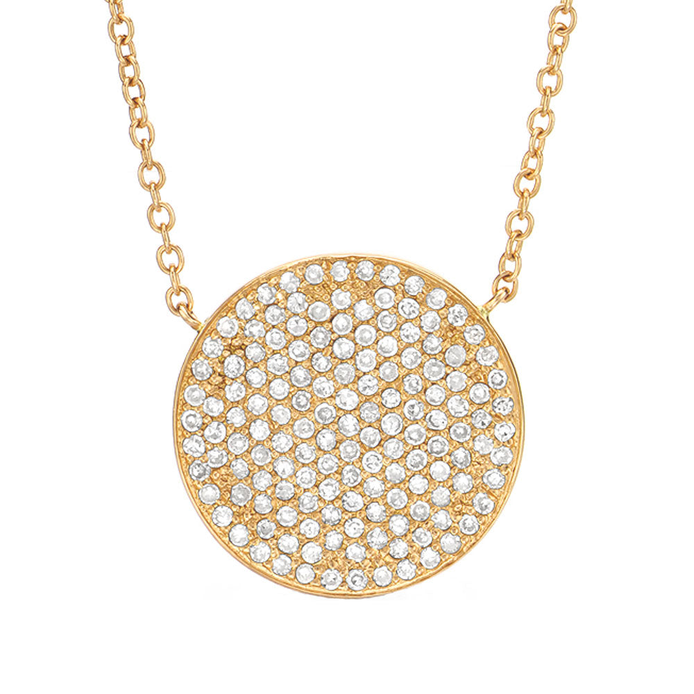 Large Pave Disc Necklace | Statement Circle Necklace | Liven Large Pave Disc Necklace | Statement Circle Necklace | Liven