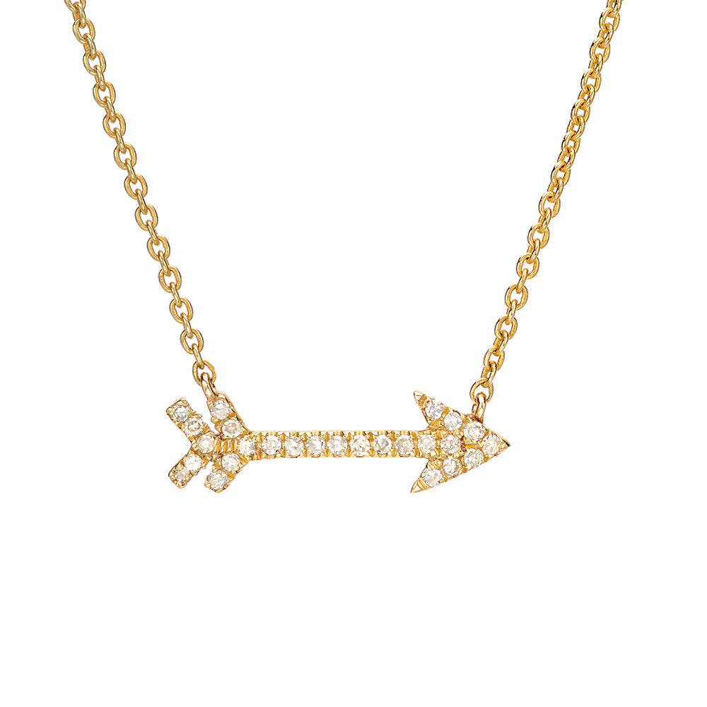 love's arrow cupid necklace in 14k gold