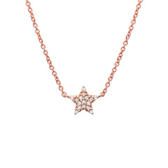 micropave diamond and gold star necklace 