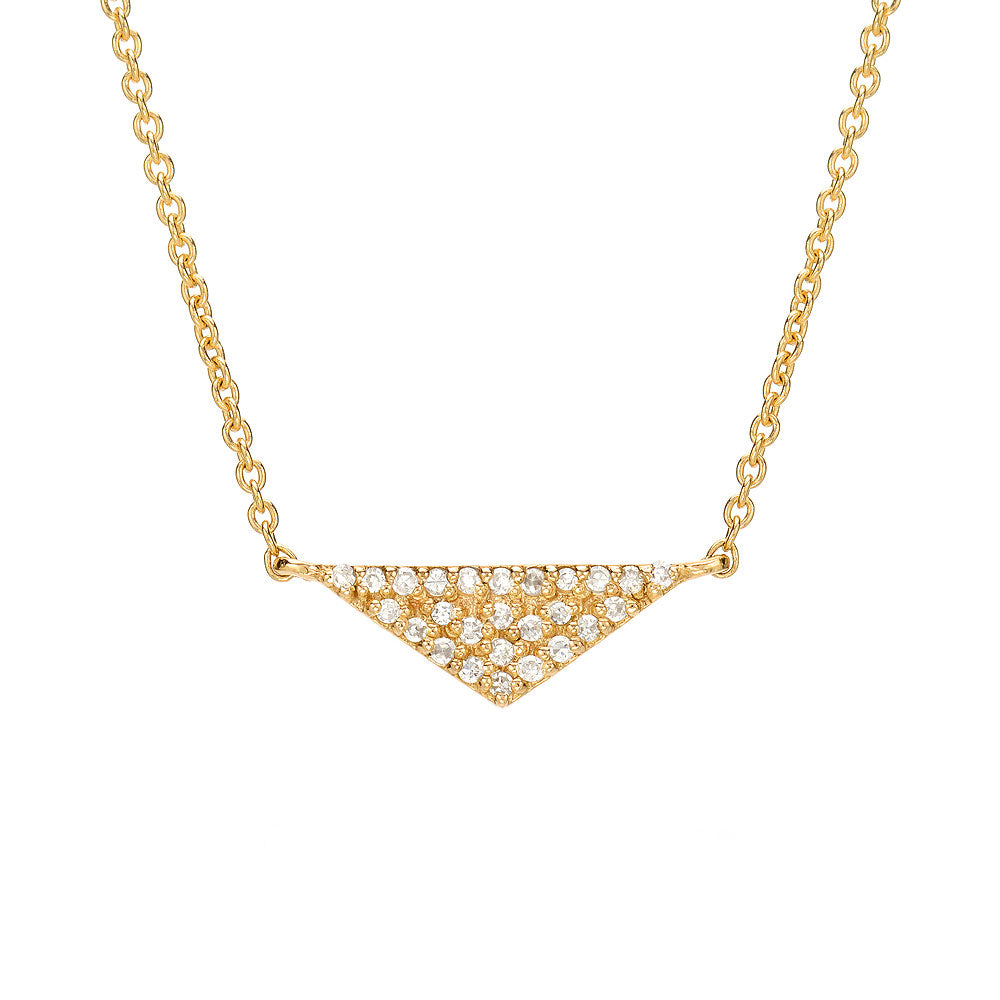 triangle mini necklace in 14k gold with diamonds