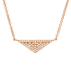 triangle bib necklace in 14k gold with diamonds