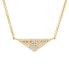 triangle bib necklace in 14k gold with diamonds
