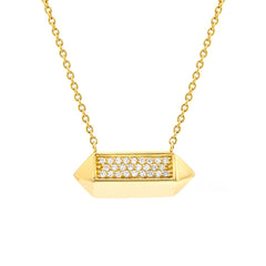dream capsule necklace in 14k gold with diamonds
