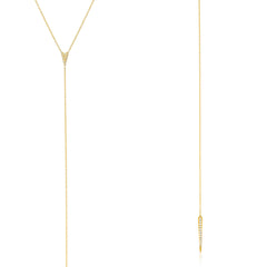 arrownhead lariat long Y necklace in gold with diamonds