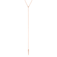 y shape lariat necklace with bezel diamond and dagger tip