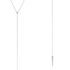 y shape lariat necklace with bezel diamond and dagger tip