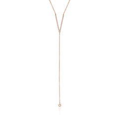 lariat y long necklace in rose gold with diamonds