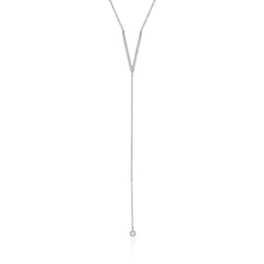 lariat y long necklace in white gold with diamonds