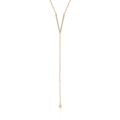 lariat y long necklace in yellow gold with diamonds