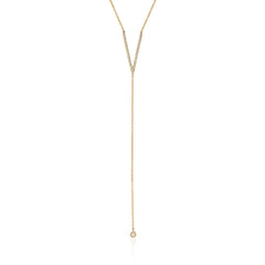 lariat y long necklace in yellow gold with diamonds