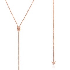 arrow lariat necklace with diamonds in rose gold