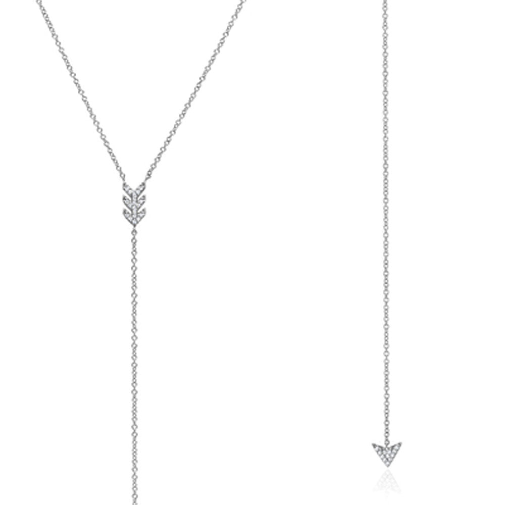 14K White Gold Graduated Diamond Lariat Necklace