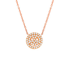 smily face smiling grin necklace in 14k gold and diamonds