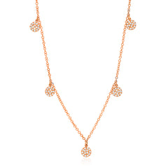 mini five pave circle necklace with diamonds in rose gold
