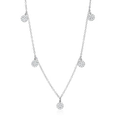 mini five pave circle necklace with diamonds in white gold