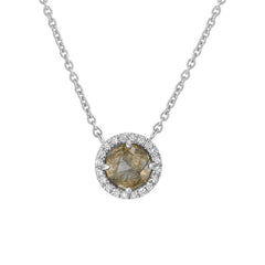 5.0mm diameter rose cut colored stone with a gold and diamond halo
