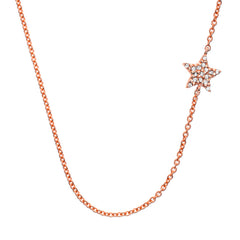 sideways star necklace with diamonds in rose gold