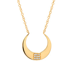 elegant egyptian-inspired crescent horn in high polish gold with accent diamonds