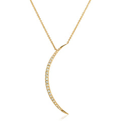 large crescent moon necklace with graduated sized diamonds