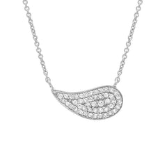 14k gold and diamond paisley shape necklace