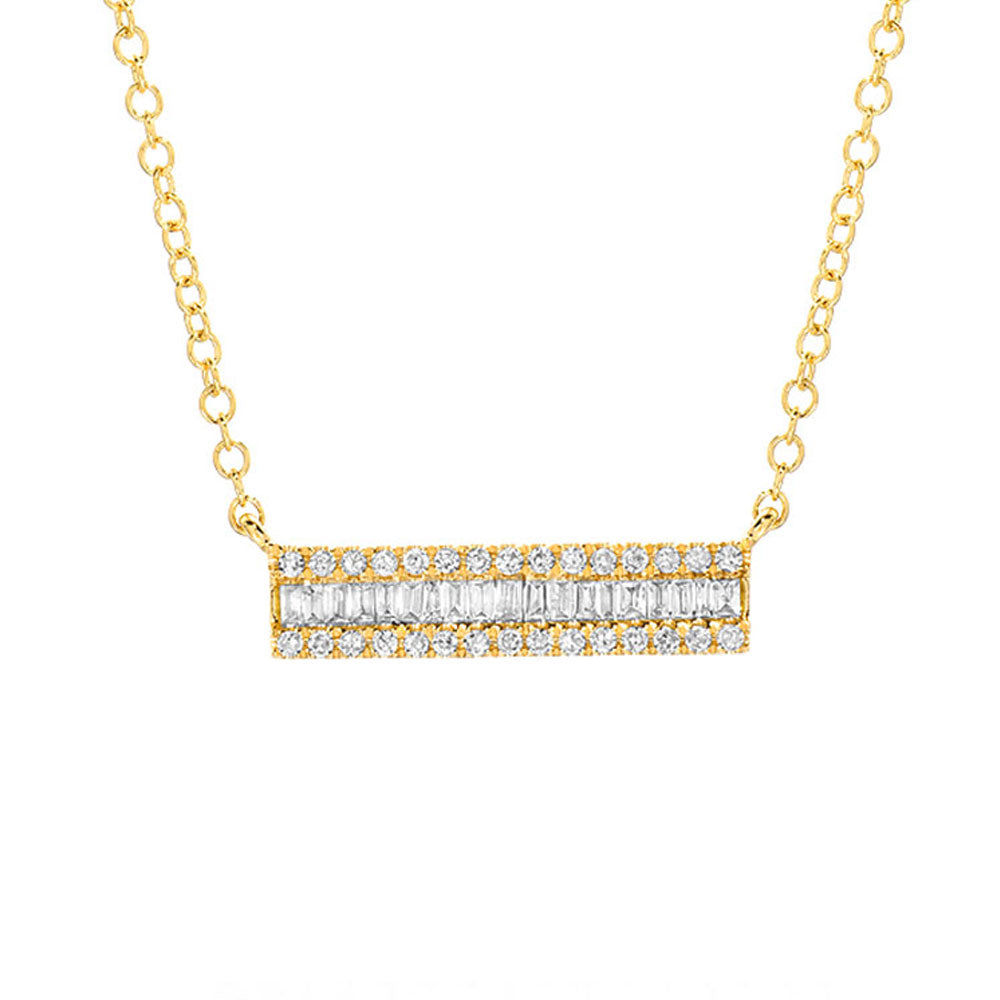 medium gold bar with baguette and round diamonds