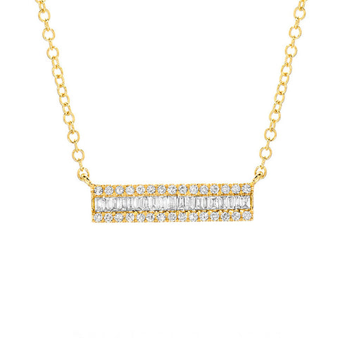 Heirloom Baguette Diamond Short Bar Necklace
