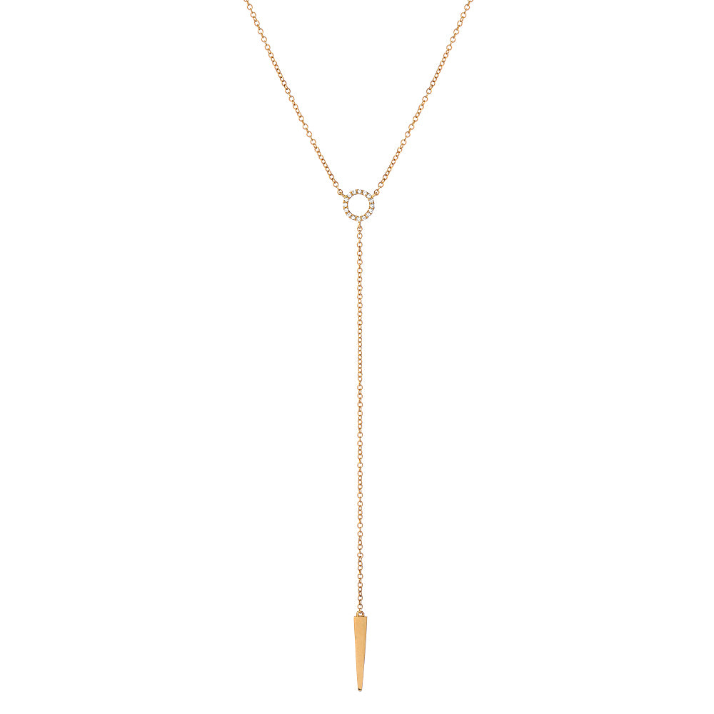 Open circle mini Y necklace in gold with diamonds