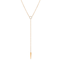 Open circle mini Y necklace in gold with diamonds