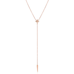 starburst and dagger Y necklace in gold and diamonds