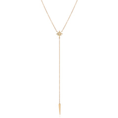 starburst and dagger Y necklace in gold and diamonds