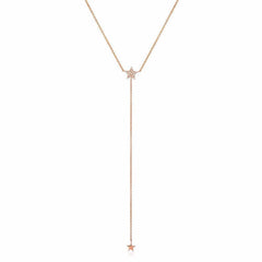 star mini lariat necklace in rose gold