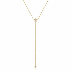 star mini lariat necklace in yellow gold