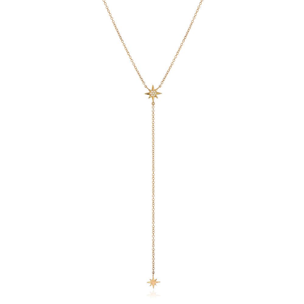 starburst Y necklace in gold and diamonds
