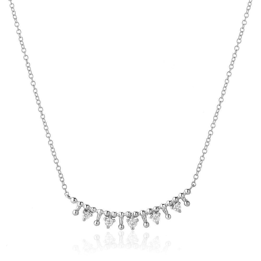 Tiara Necklace | Curved Bar Necklace with Diamonds | Liven Fine Jewels ...