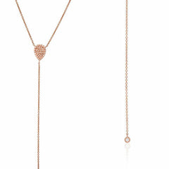 long lariat Y necklace with pave pear and diamond bezel