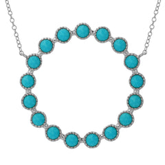 open circle of bezel set rose cut turquoises in gold