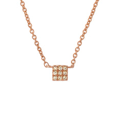 14k gold and diamond mini square necklace