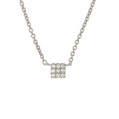 14k gold and diamond mini square necklace