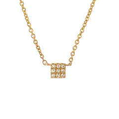 14k gold and diamond mini square necklace