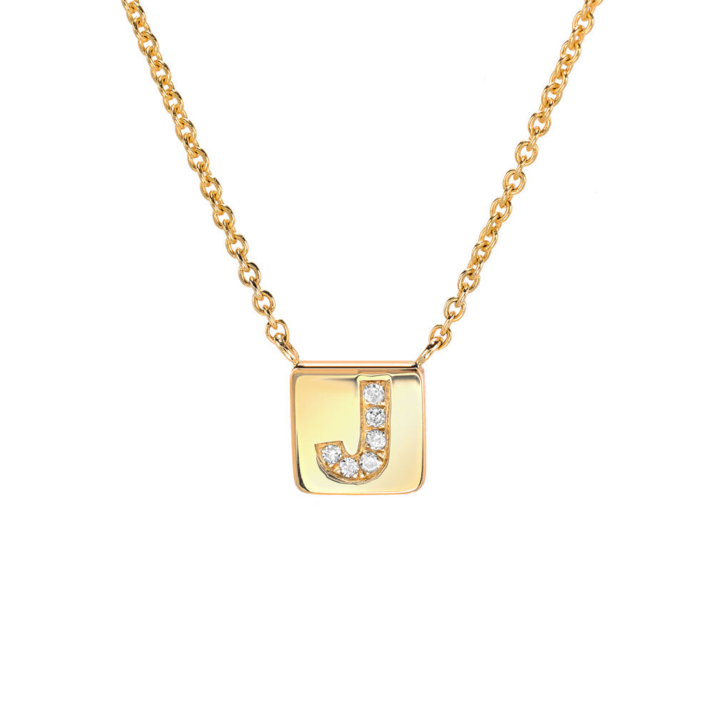 Necklace Walnut Square Initial – ByNouck Jewelry