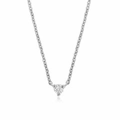 petite prong set diamond necklace in white gold