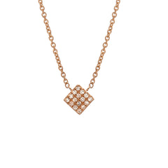 14k gold and diamond offset square necklace