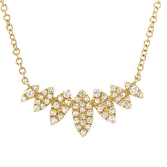 multiple micropave diamond marquise shapes in a curved cluster in 14k gold