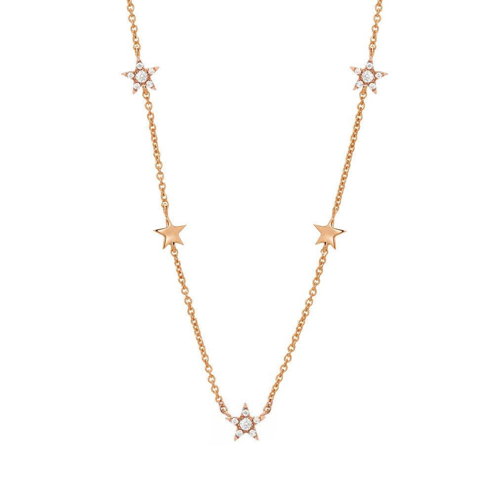 Stars by the yard petite necklace in 14k rose gold with diamonds