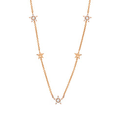 Stars by the yard petite necklace in 14k rose gold with diamonds