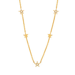 Stars by the yard petite necklace in 14k yellow gold with diamonds
